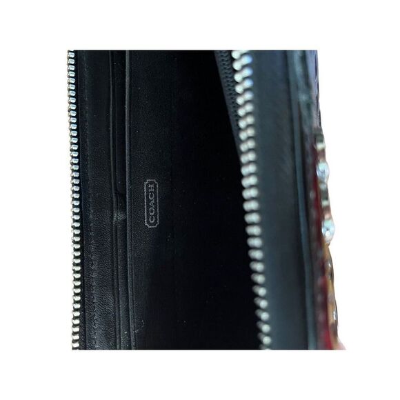 coach black signature patent leather zip around wallet - Picture 7 of 10